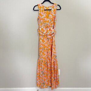 568 Sachin & Babi Allie Floral Satin Bow Front Long Maxi Dress Size: 4